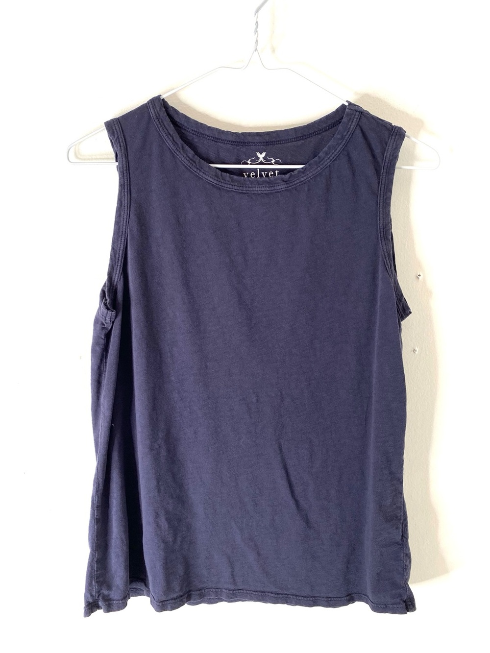 Velvet by Graham & Spencer Navy Blue Slub Cotton Tank Top Vintage Style Relaxed